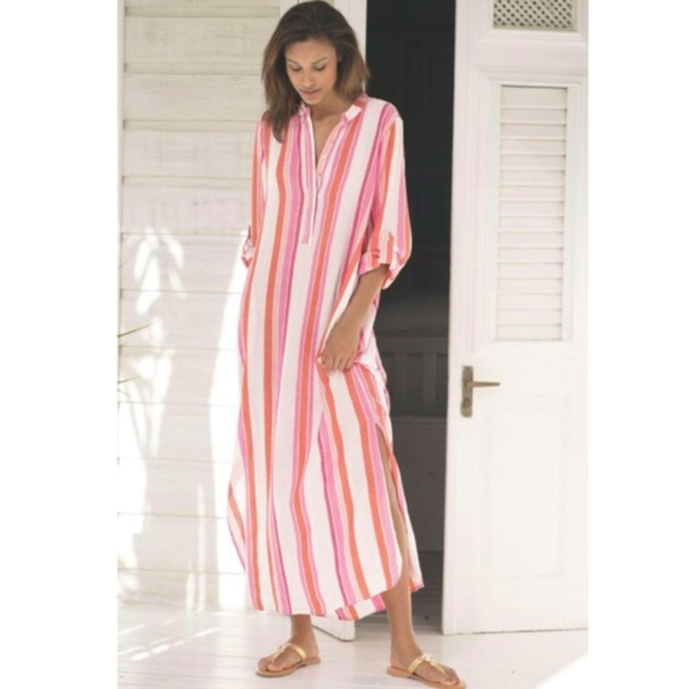 Soft Surroundings south coast pink caftan dress